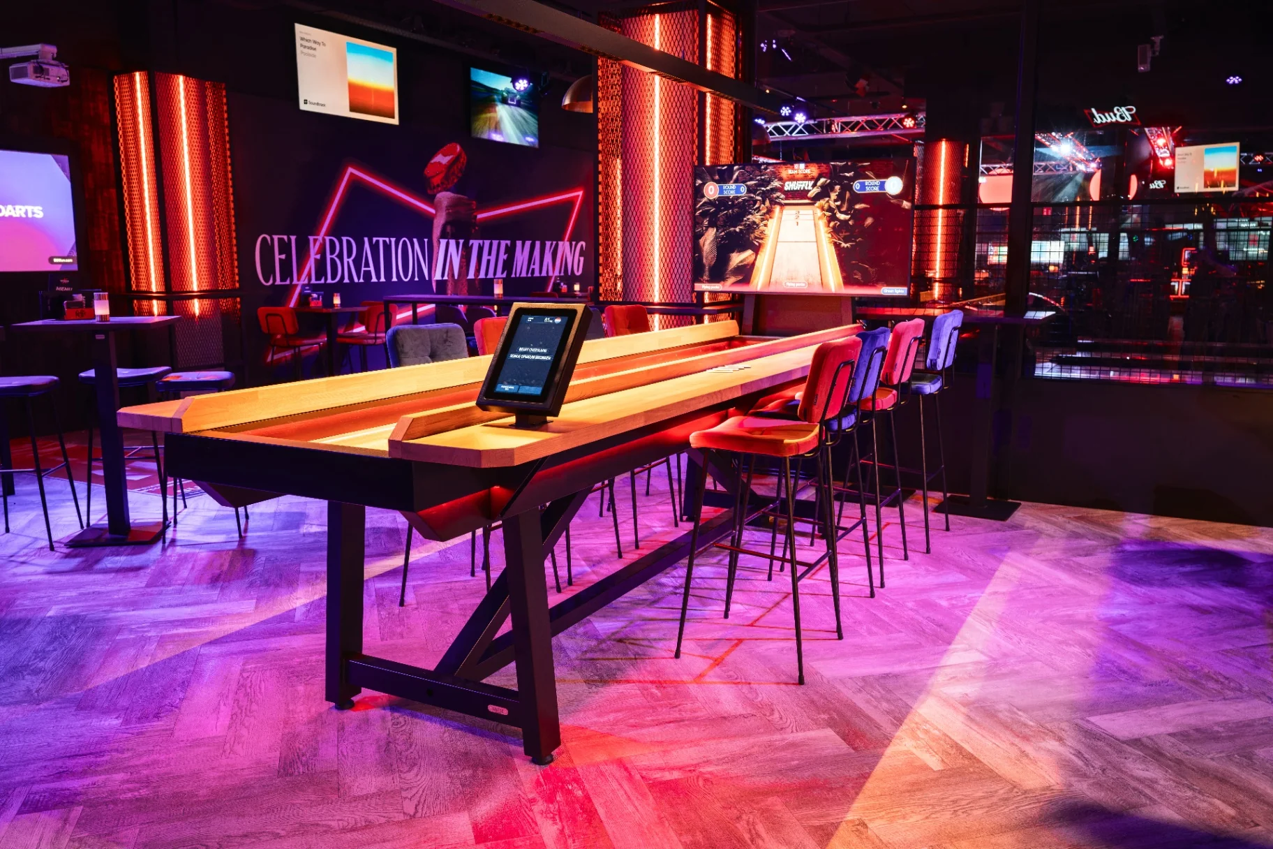 Shuffleboard at a completed project